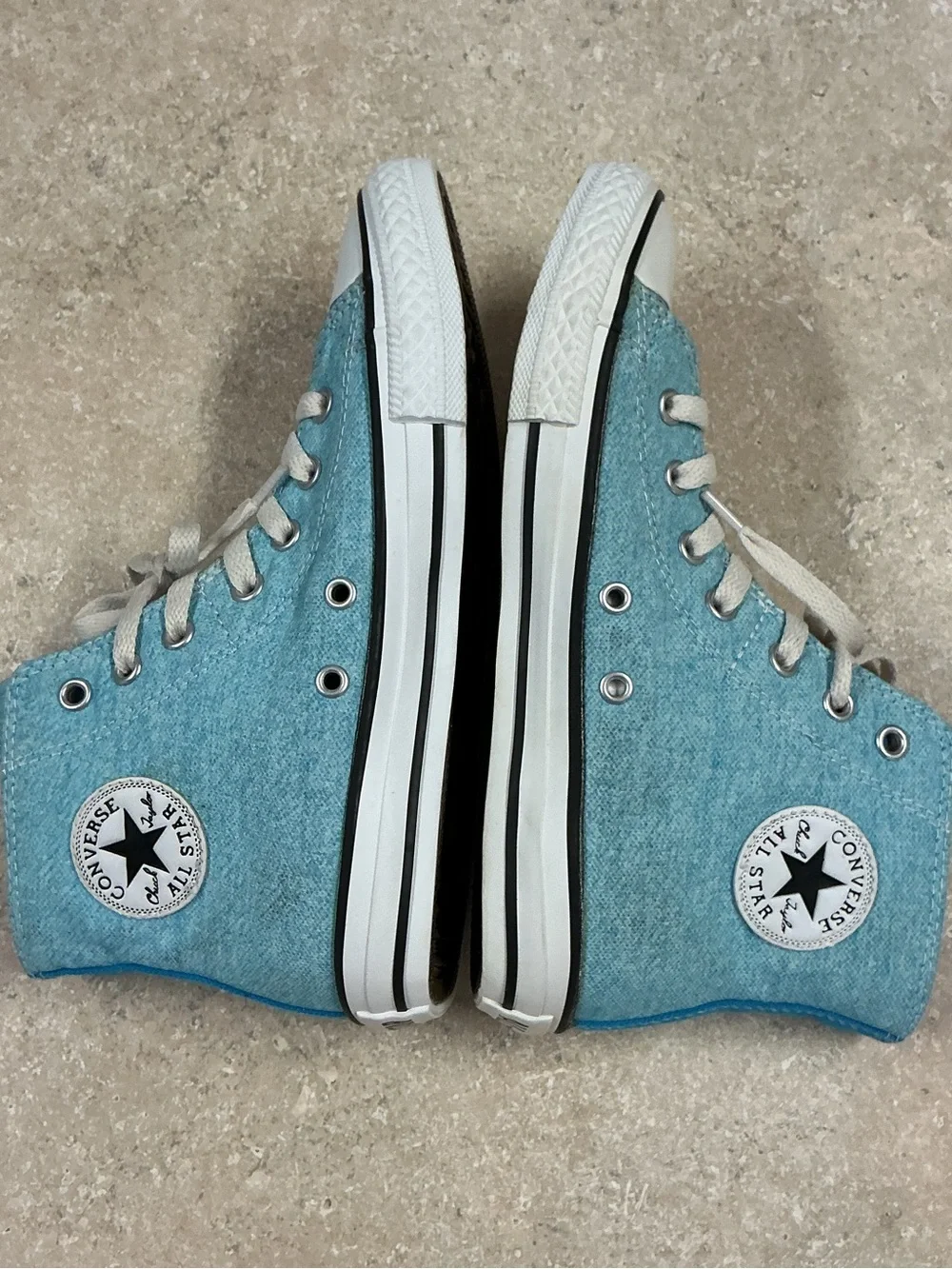Converse Chuck All Star SZ 3 Junior Ps Double Tongue High Top Sneakers Blue Wash